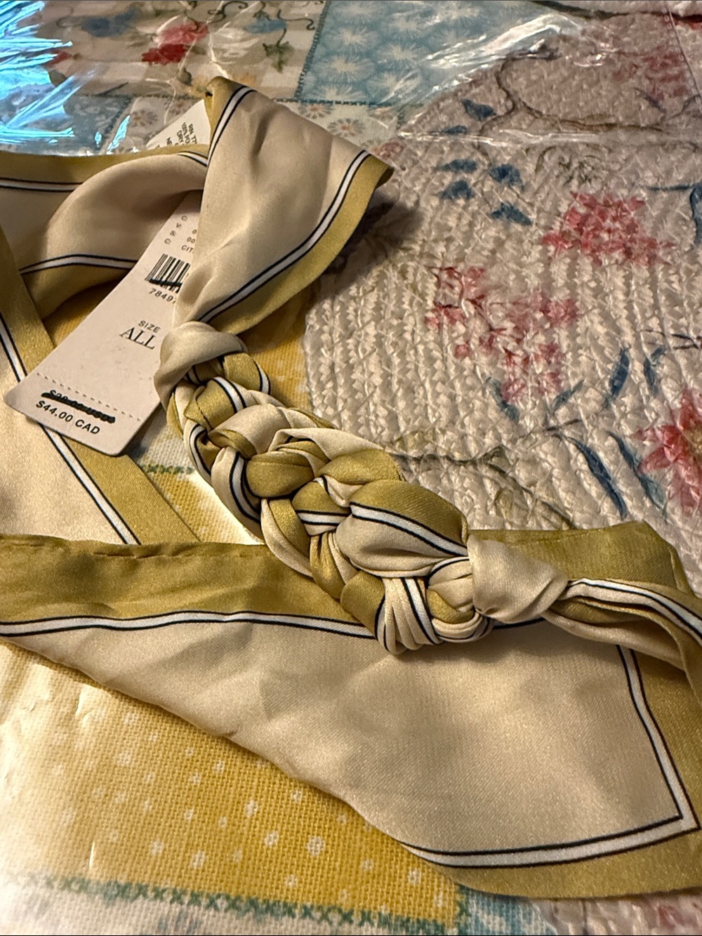 Anthropologie Braided Accent Scarf in Olive and Cream